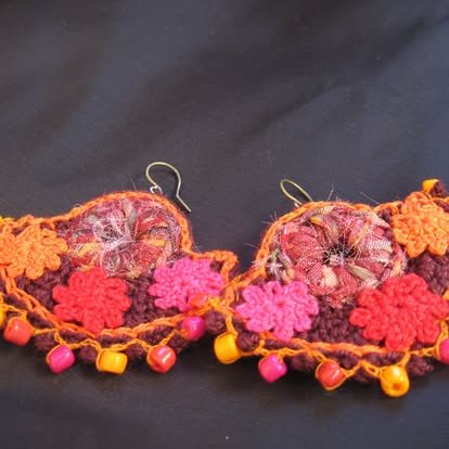 Aritos Textiles Colgantes Flores – Marianerías by Marian